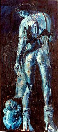 „Ohne Titel“, Öl auf Leinwand, 184 × 80 cm, 1990