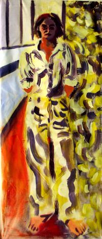 „Elke“, Dispersionsfarbe auf unaufgespanntem Nessel, 180 × 80 cm, 1980