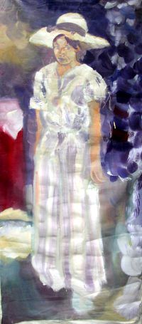 „Heidi“, Dispersionsfarbe auf unaufgespanntem Nessel, 180 × 80 cm, 1980