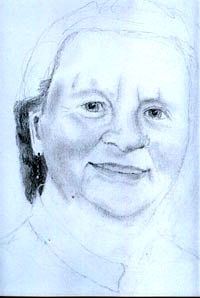 „Frau“, Bleistiftzeichnung, 70 × 50 cm, 1998