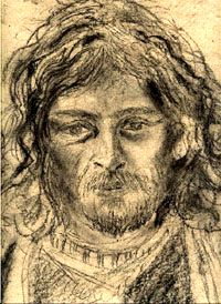 „Junger Mann in Florenz“, Pitkreide auf Packpapier, 60 × 50 cm, 1980